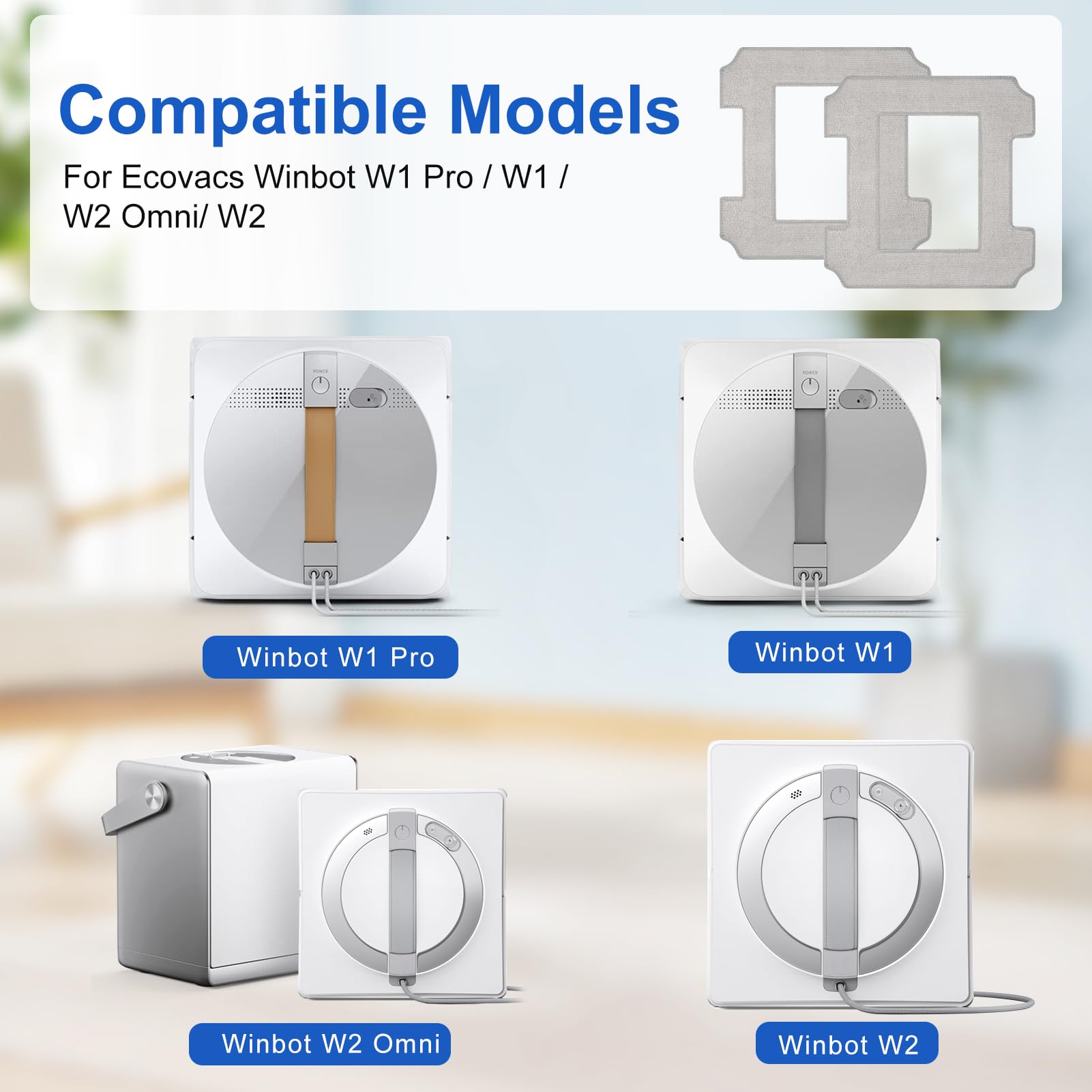 Ricambi Salviette Per Ecovacs Winbot - Kit 6 Pezzi Lavabile E Riutilizzabile