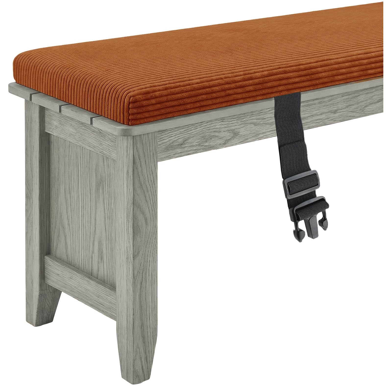 Miecoae Water Repellent Outdoor Bench Cushions Striped, Outdoor Swing Seat Cushions Corduroy 5cm/1.9" Thick Indoor Bench Cushion, Settee Couch Pads with Ties(Dark Orange,170x25 cm 67x10 in)
