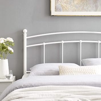 Modway Abigail Modern Farmhouse Metal Twin Headboard, White