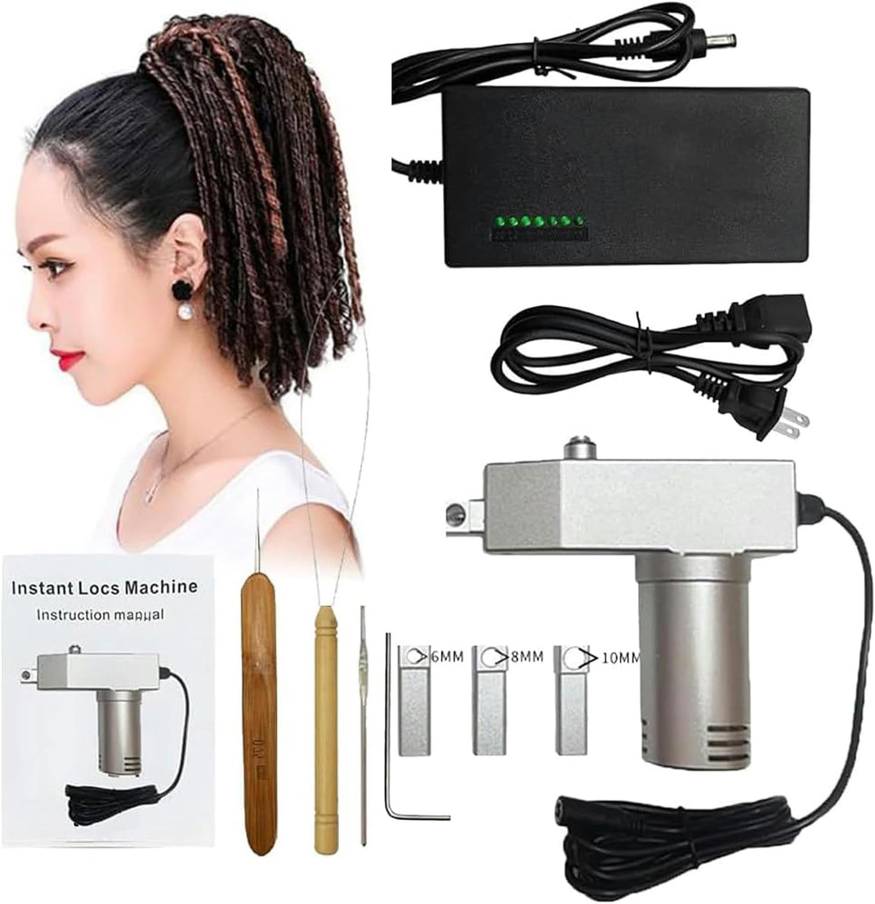 Machine dreadlock électrique et automatique avec crochet pour locks de cheveux