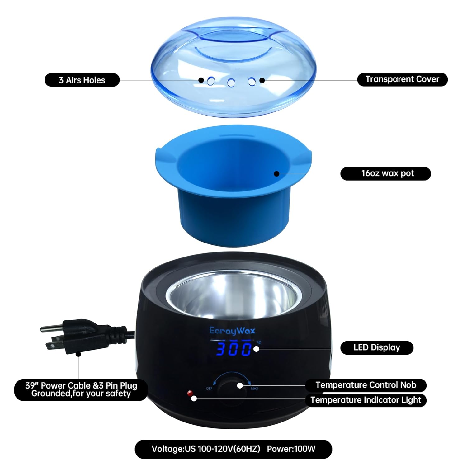 Waxing Kit for Women Men, Wax Warmer Hair Removal at Home with Hard Wax Beads & Silicone Pot, Suitable for Sensitive Skin Brazilian Bikini, Facial, Underarms, Legs, Full body - Image 2