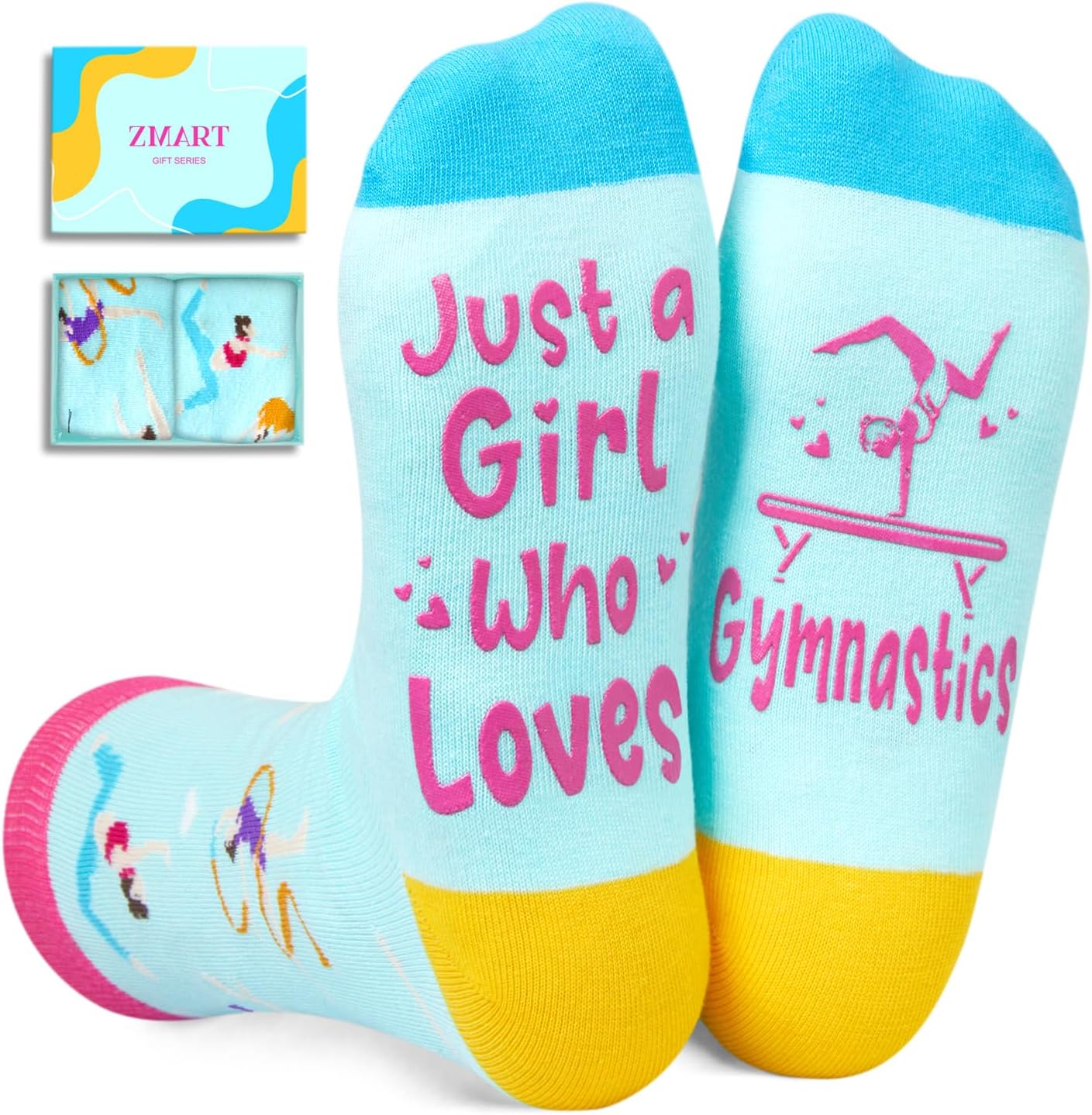 Unique Socks For Women - Gymnastics Yoga Skiing Tennis Gifts, Gifts For Gymnasts Yoga Lovers, Just a Girl Who Loves Gymnastics, M