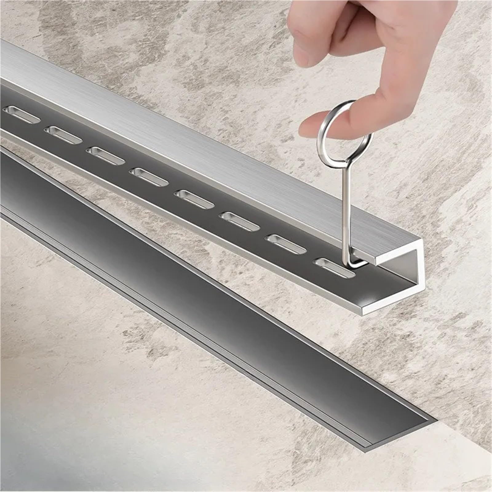 Canale Doccia Scarico for doccia lineare ultra stretto da 3,2 cm Drenaggio rapido invisibile minimalista a pavimento in acciaio inossidabile