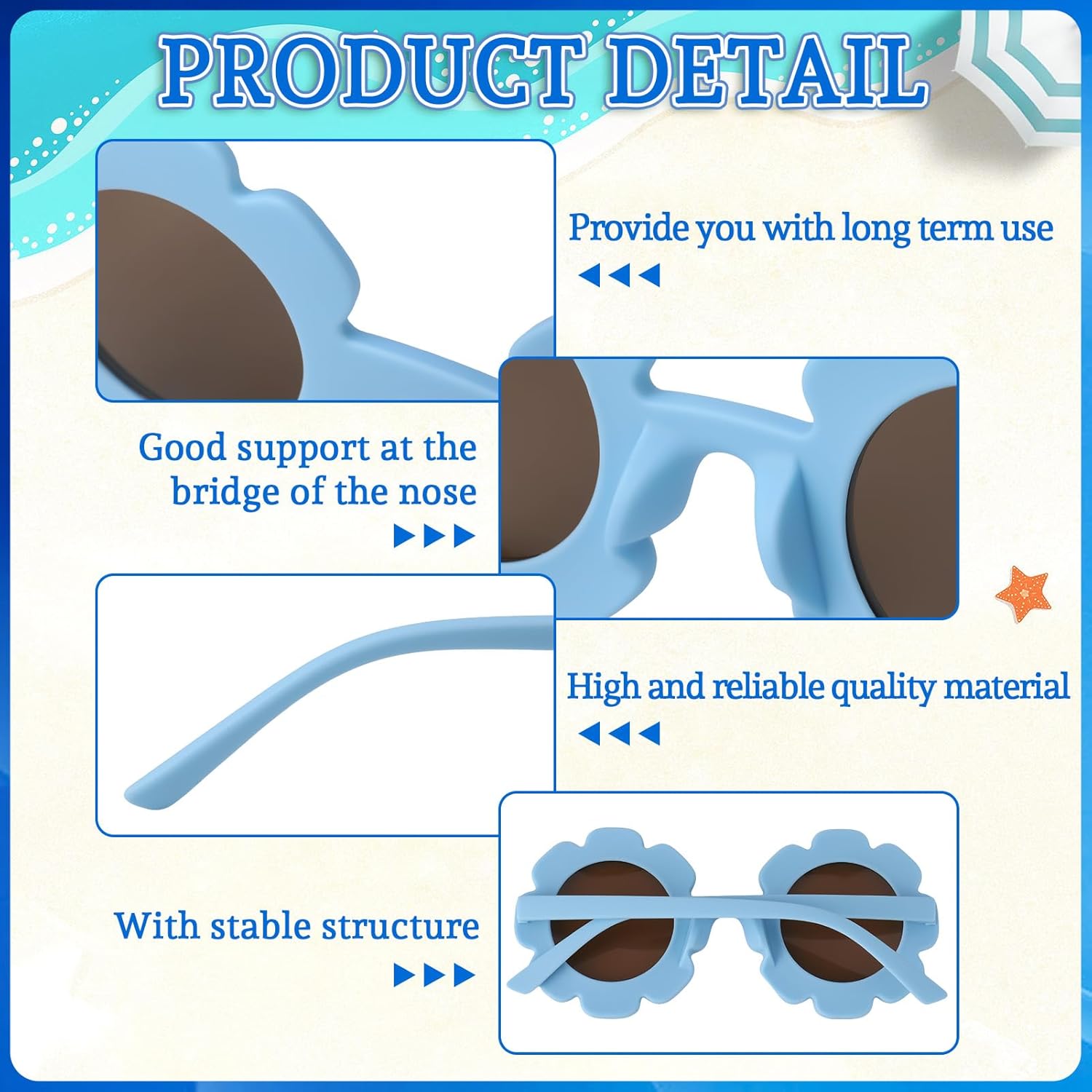 DragonflyDreams Sunglasses for Kids, 8/16 Pack Flower Sunglasses Cute Round Glasses Colorful Kids Fashion Eyewear - Image 2