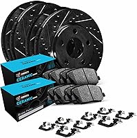 R1 Concepts eLINE Drilled Slotted Brake Kit for 2018-2022 VW Atlas & Cross Sport - Ceramic Pads + Hardware