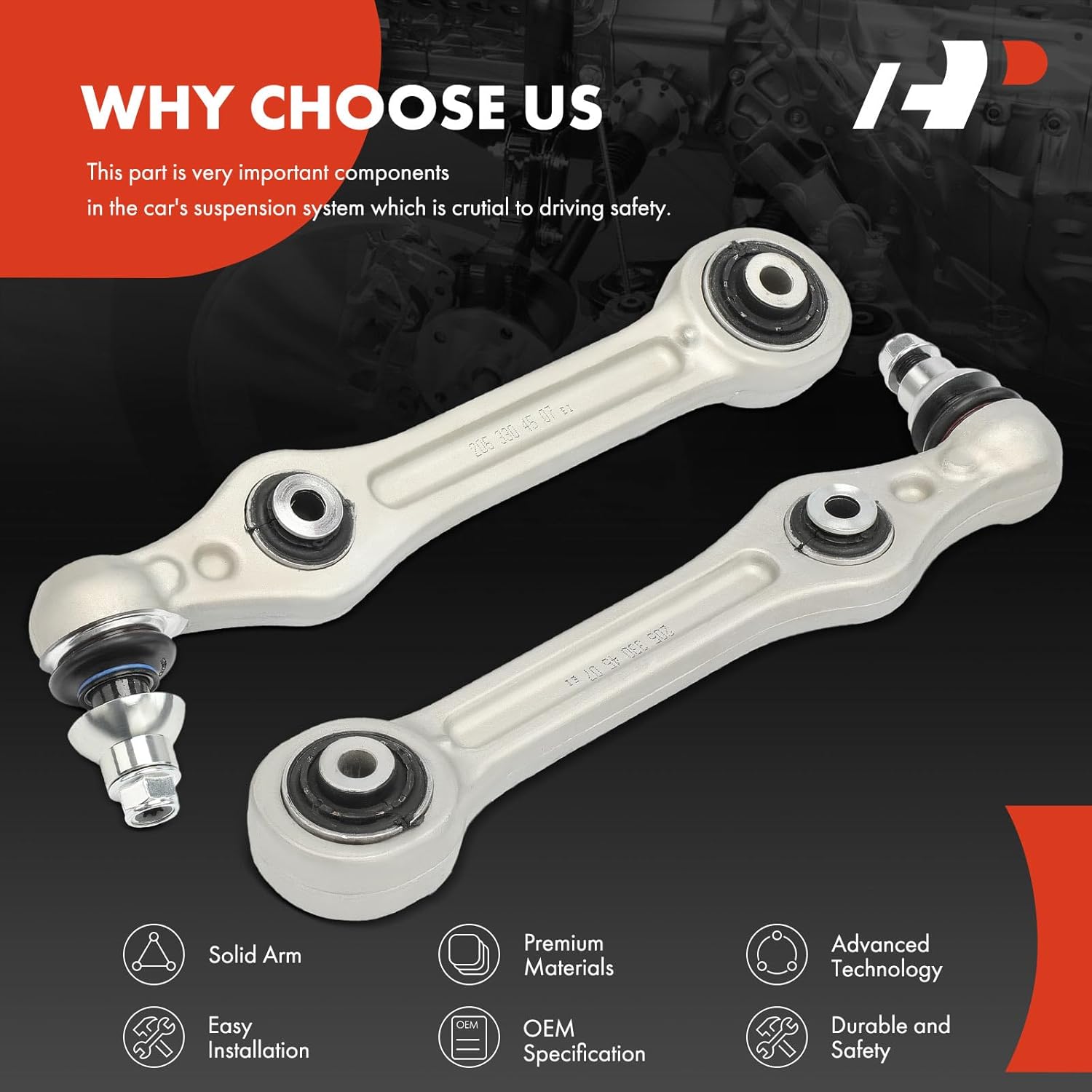 A-Premium 2 x Front Rearward Lower Control Arm with Ball Joint & Bushing, Compatible with Mercedes-Benz E300 2017-2019, E400 2017-2018, E450 2019-2020, GLC300 2016-2019, GLC350e 2018-2019, CLS450 2019