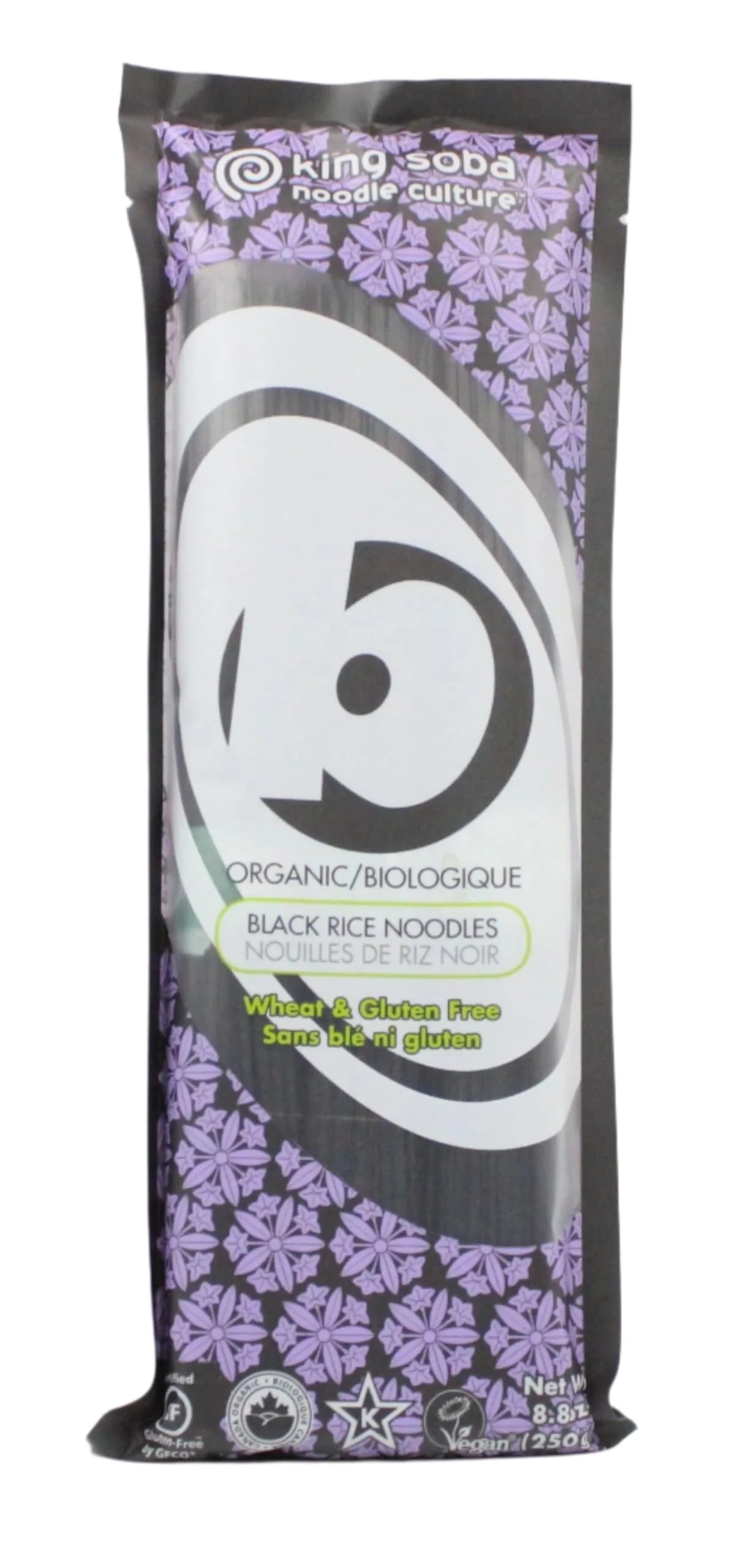King Soba - Fideos de Arroz Negro - 100% Orgánicos - Fideos Instantáneos - Ricos en Minerales y Vitaminas - Sabor a Nuez - Sin Trigo y Sin Gluten - Aptos para Veganos - 250 g