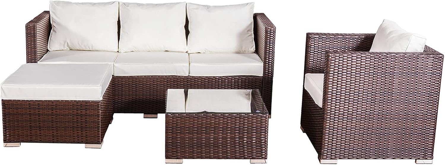 Wowcher 4 Piece Rattan Corner Sofa Set 5 Seater Canonbury Garden