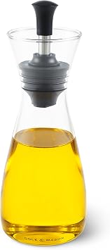 Cole & Mason Sawston Oil and Vinegar Pourer, 350ml, Oil Dispenser/Vinegar Dispenser, Glass, 210 mm, Single, Oil Bottle/Vinegar Bottle, Drip Return Sytem