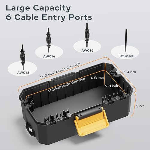 Miniatura 10 de Diivoo Caja eléctrica mediana para exteriores impermeable, cubierta de cable de extensión resistente a la intemperie, Cubierta de enchufe para