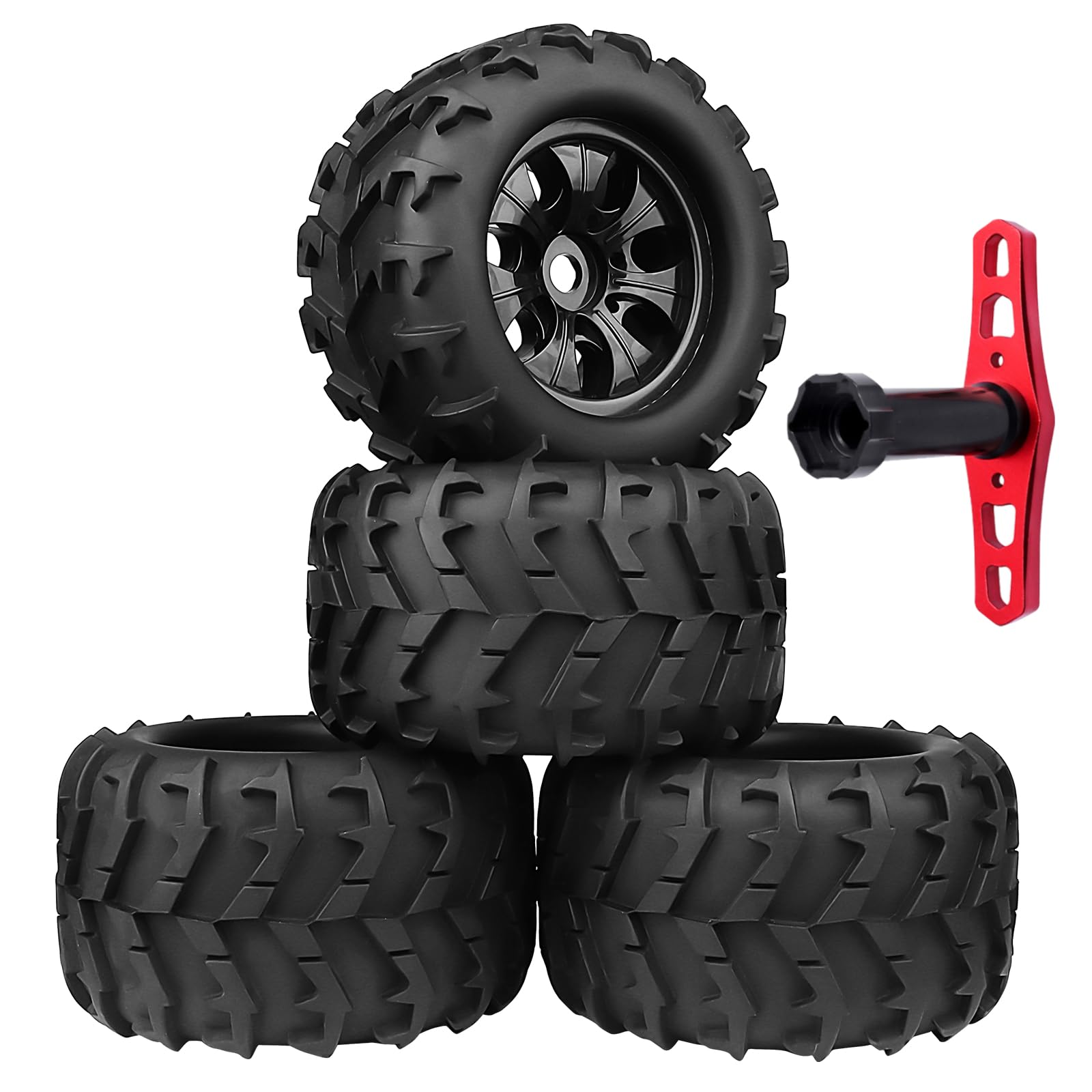 Amazon.com: AllinRC PreGlued 1/8 RC Monster Truck Buggy Wheels and