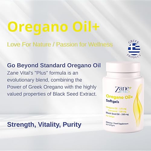 Miniatura 2 de Zane Vital, aceite de orégano y aceite de semilla negra, con carvacrol y timoquinona, suplemento dietético para el bienestar inmunológico y