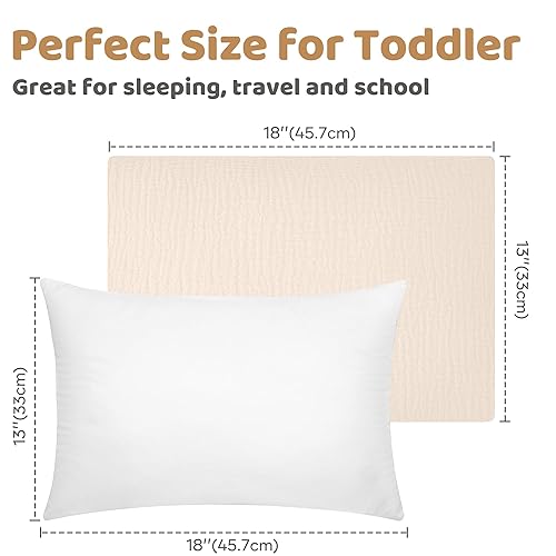 Miniatura 7 de Pro Goleem Almohada para niños pequeños con funda de almohada de muselina de algodón, 13 x 18 pulgadas, almohadas suaves para niños, almohada para