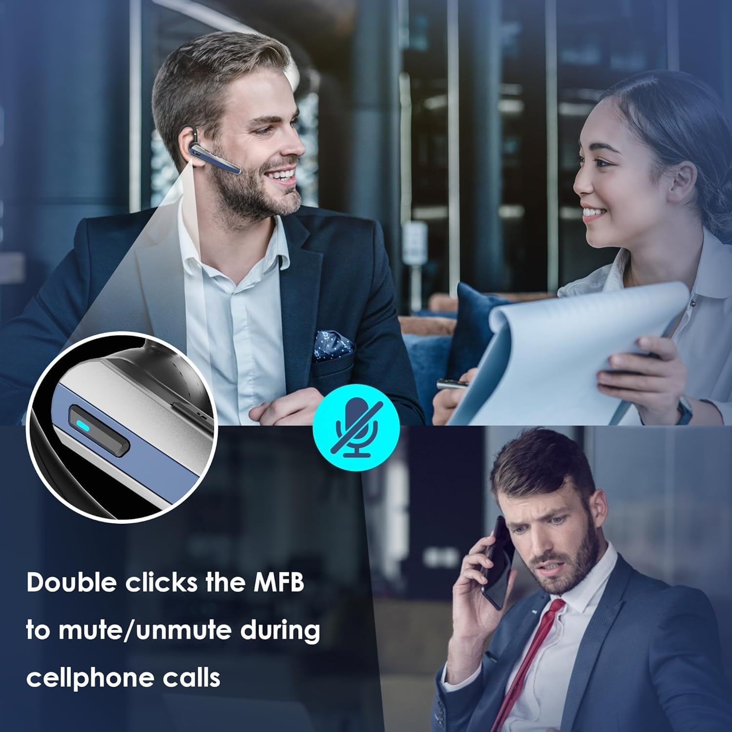 Bluetooth Headset, Wireless Bluetooth Earpiece with Charging Case, Single Ear Hands-Free Headset with Microphone & Mute Button for Cell Phones, Truck Drivers, Remote Work & Call Centers 4 71SS HXe4IL. AC SL1500