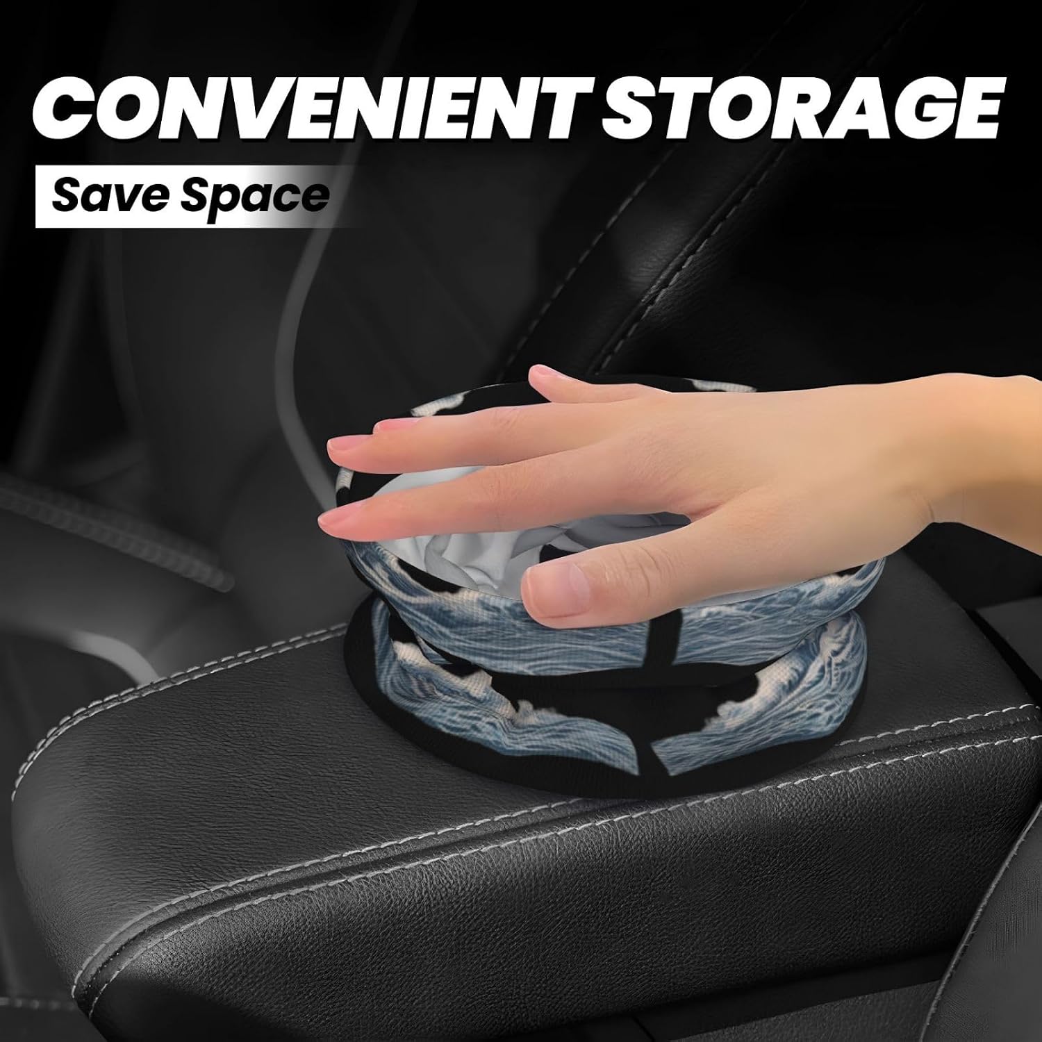 Vintage Waves Portable car Trash can, Practical car Storage Bucket, Practical, Convenient and Foldable, a Must-Have for Cars. image 4