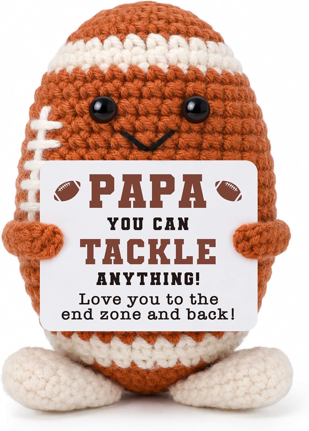 Fathers Day Grandpa Gifts for Papa, Papa Birthday Gifts from Grandkids, Grandpa Grandfather Best Cute Small Gift from Granddaughter Grandson, Funny Unique Handmade Crochet Football Grandfather Present