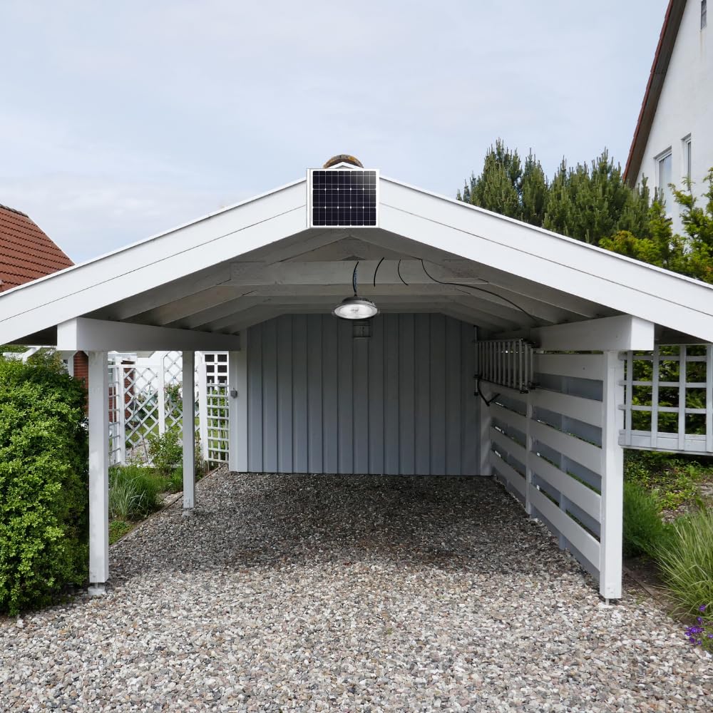 LUXULA dimmbare LED Hängeleuchte mit Solarpanel und Fernbedienung für Außen - 6W 500lm - 5m Kabel - IP44 Außenleuchte Solarlampe Camping Outdoor Garten Terrasse Zelt