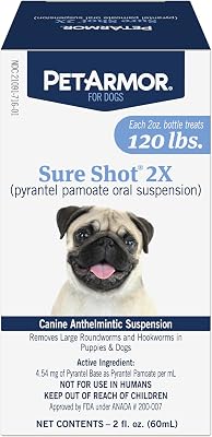 PetArmor Sure Shot Liquid De-Wormer for Dogs and Puppies, Liquid De-Wormer Treats Roundworms & Hookworms in Dogs and Puppies 2 Weeks and Older, For Dogs Under 120 lbs, 2 ounces
