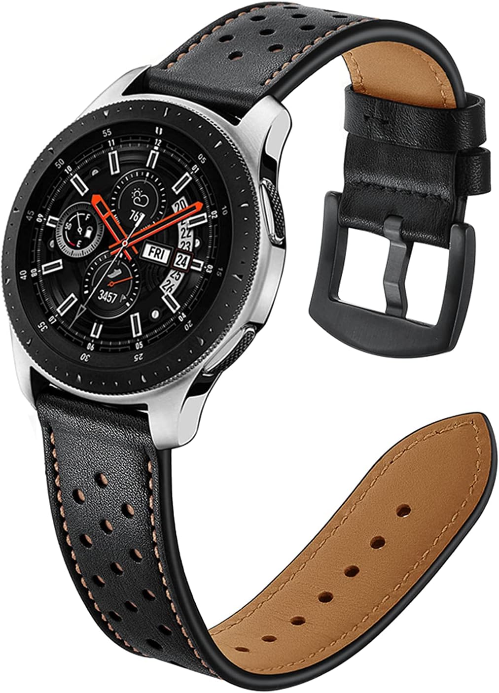 Compatible with Samsung Galaxy Watch Band 41/42mm 45/46mm Women Men Girls Boys Genuine Leather Replacement Strap for Samsung Galaxy Watch 1/3,