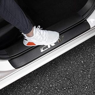 for 2006-2023 2024 2025 2026 CRV CR-V Carbon Fiber Style Leather Door Sill Protector Anti-Dirty Scuff Plate Cover Guard Sills Protector Trim,Welcome Pedal Protect 4PCS -Sliver