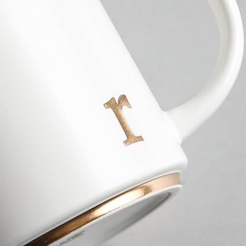 Miniatura 7 de COLLECTIVE HOME - Tazas de cerámica con monograma, tazas de café con inicial dorada de 15 onzas, elegantes tazas de té del alfabeto, elegante taza