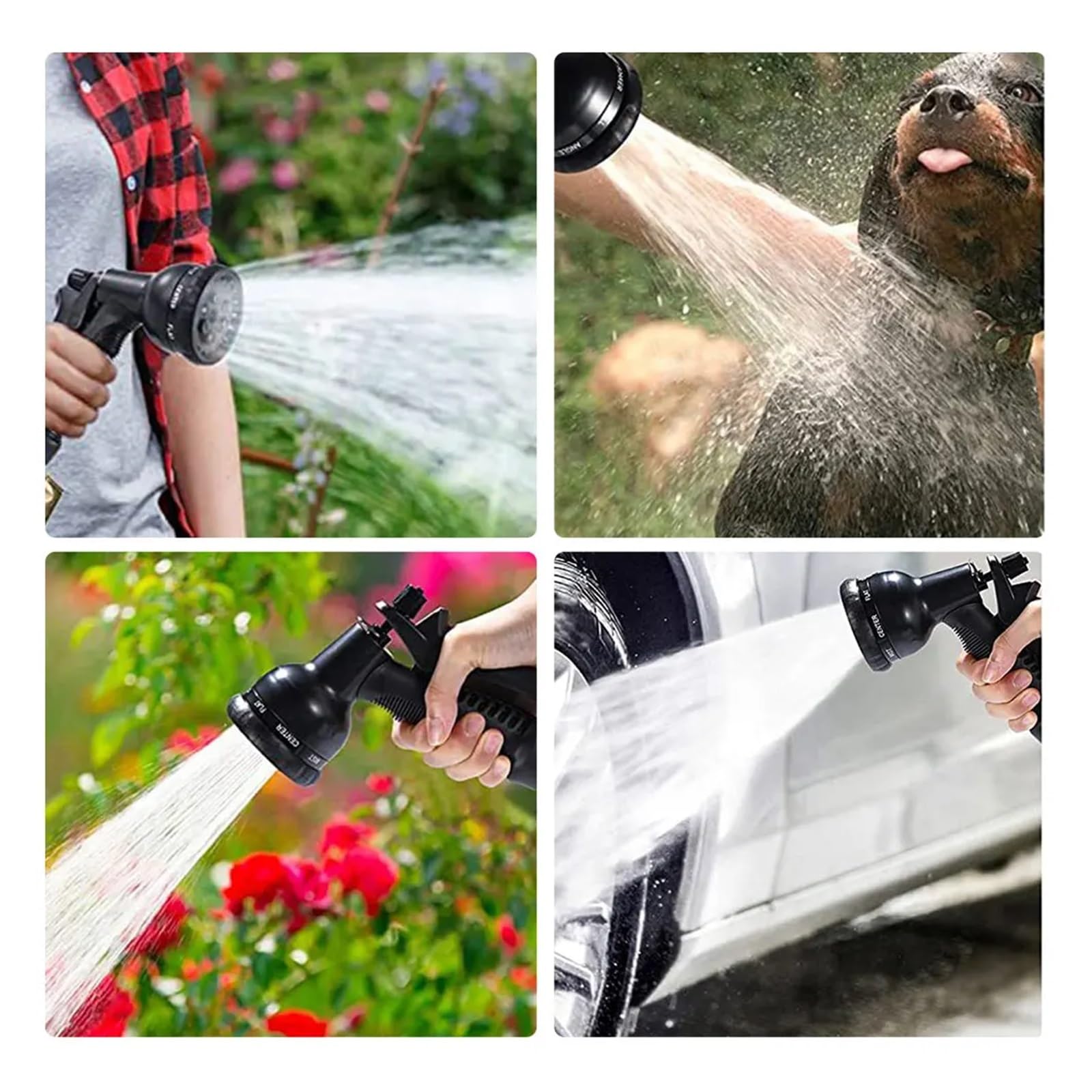 Juego de mangueras de jardín extensibles Kit de manguera de agua for jardín negra, pistola rociadora de agua for lavado de autos en el hogar, tuberías de riego flexibles y elásticas(100FT-30M)