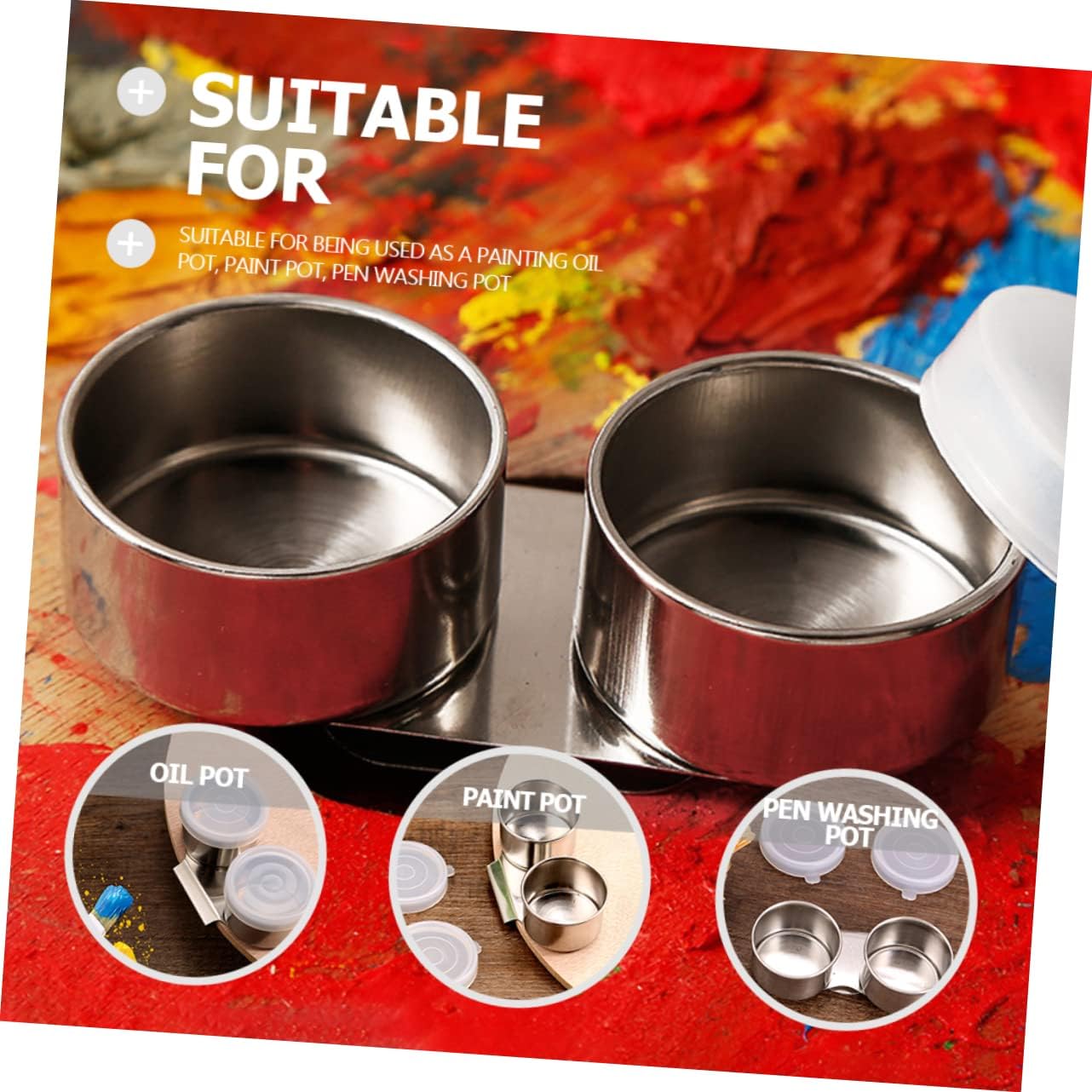 Set of 2 Oil Painting Palette Cups Paint Cups Lids Bulk Dressing Cups Lids