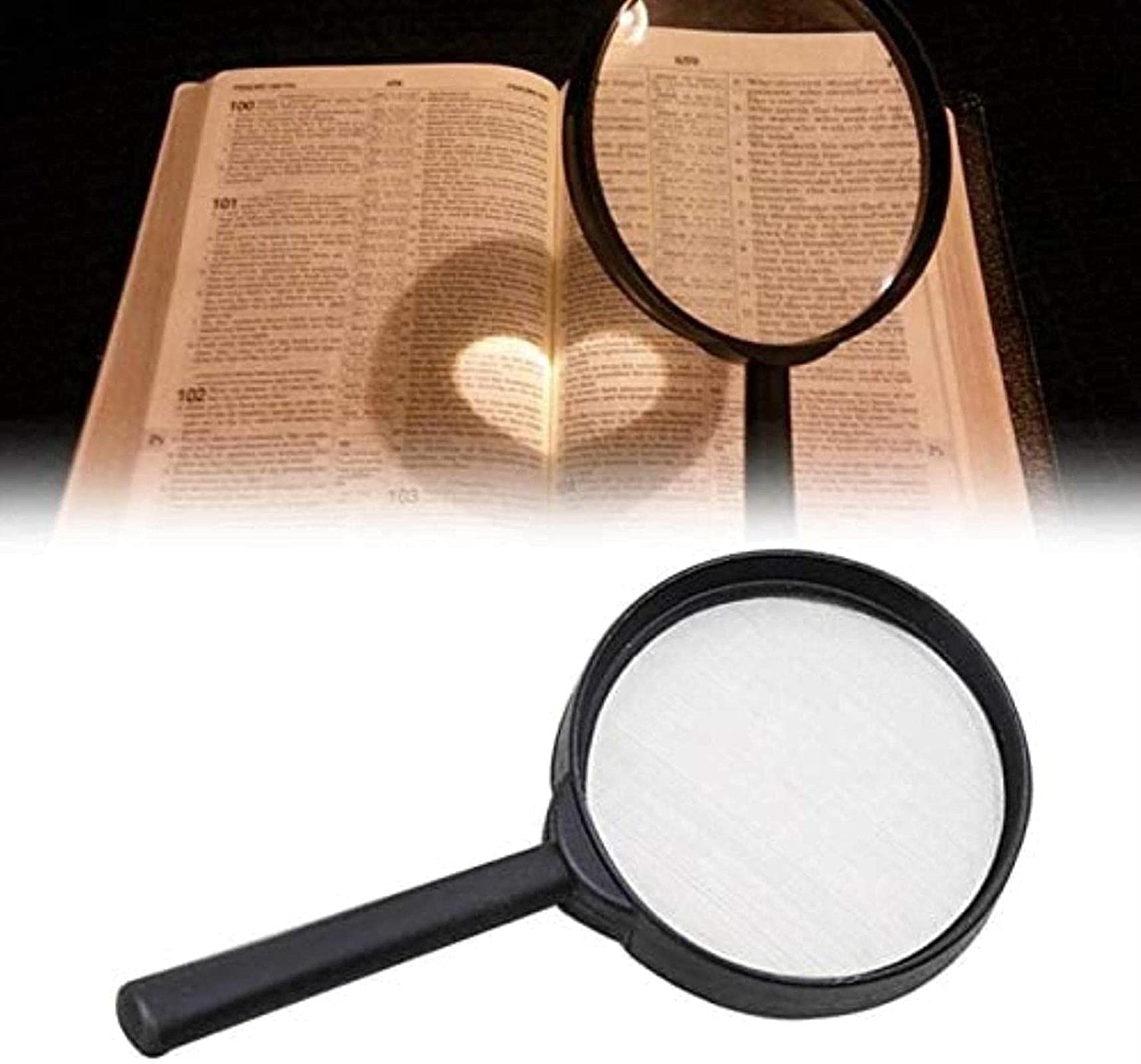 asdchZen Magnifying Glass 10X Handheld Reading Magnifier For Seniors Kids With Led Lights Magnifying Glass With Light Reading Magnifying Beauty Comes,White