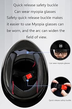 Full Face Motorcycle Helmet with Quick Release Safety Buckle Street Motocross Helmet with Double Layer Removable Visor DOT/ECE Approved for Racing Endurance Racing