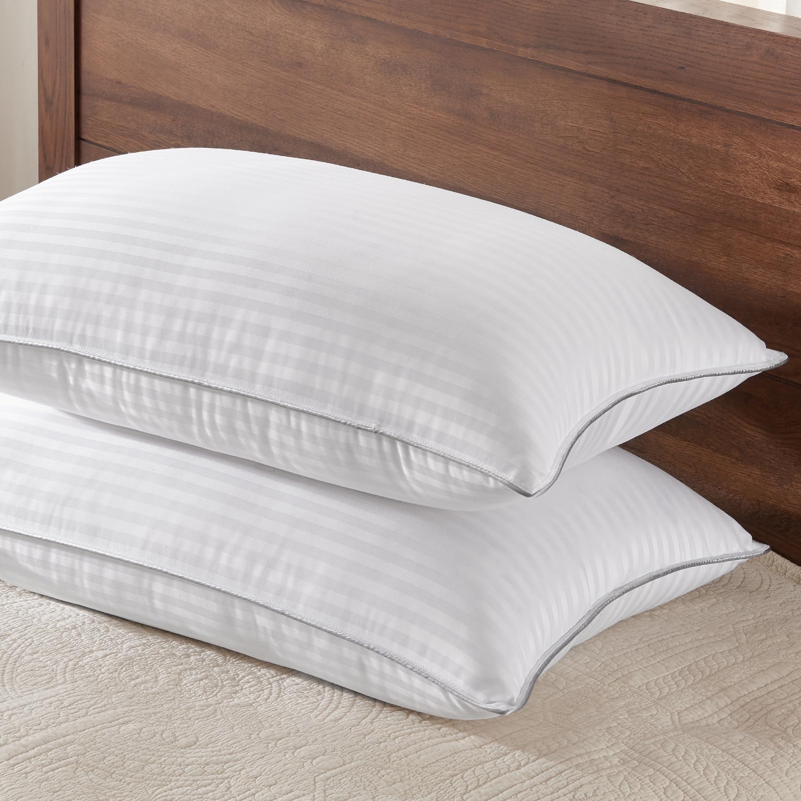 Basic Beyond Standard Pillows Set of 2 - Soft 20 x 26 Inches Down Alternative Pillows Standard Size Set of 2 for Back, Stomach or Side Sleepers