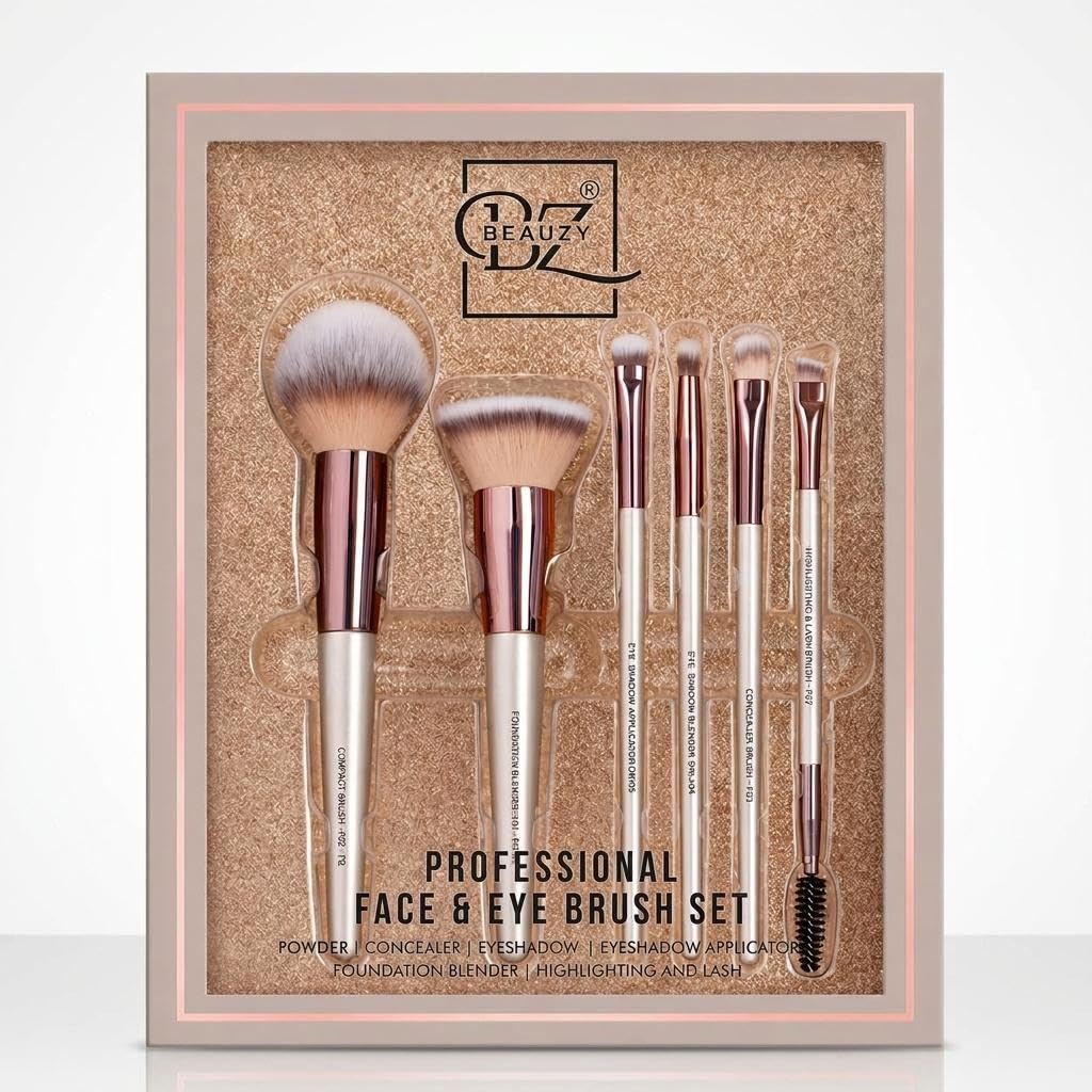 Makeup Brush Set 6 Pcs – Face & Eye Makeup Brushes Kit for Foundation, Powder, Eyeshadow, Blending & Concealer | Soft Synthetic Bristles | Beginner to Pro Use-image-1