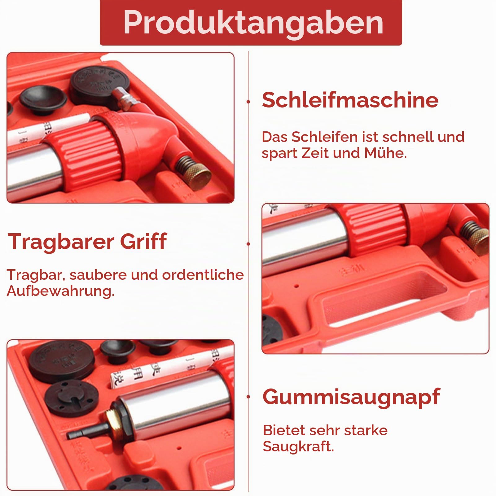 Pneumatisches Motorventil Läppen Schleifwerkzeugsatz, Auto Luft Betreiben Motor Zylinderkopf Ventil Schleifer Bremsen Entlüftungsgerät Bremsenentlüfter Universal Ventil Reparaturwerkzeuge
