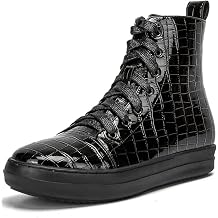 IMPREMEY Womens High Top Sneakers Lace Up PU Leather Shoes with Thick Soles and Zipper, Fashionable Walking Shoes