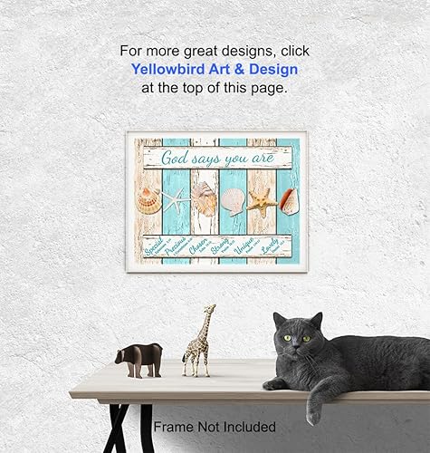 Miniatura 5 de Nautical Religious Wall Art & Decor - Christian Gifts for Women - Rustic Coastal Beach Ocean Decor - God Says You Are Scripture Bible Verses