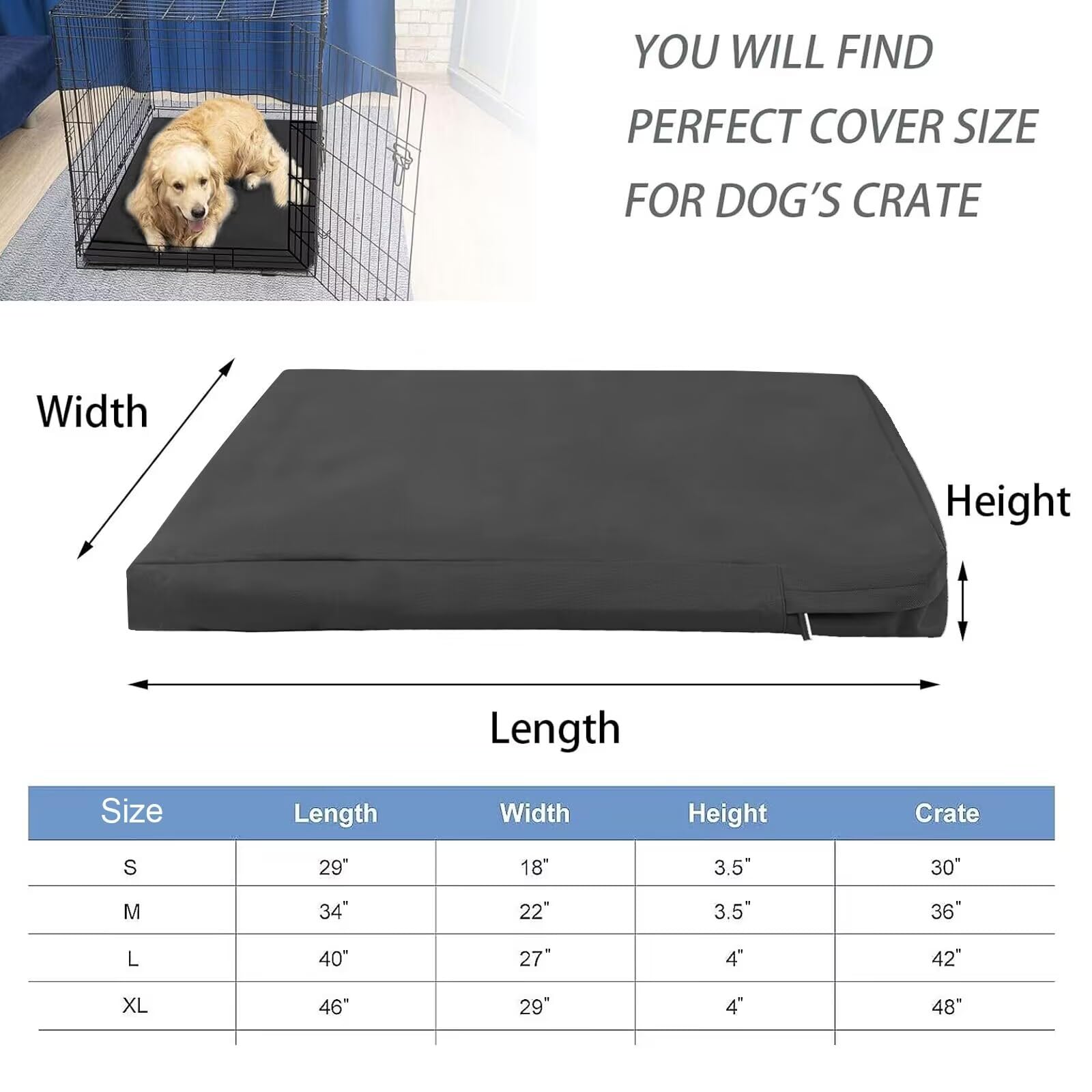 Nogsay Dog Bed Cover,Waterproof Dog Crate Mattress Cover,Removable & Washable Bed Covers for Dogs,Zippered Dog Crate Bed Cover,Pets Cat Mat Cushion Beds Protector Cover (Dog Bed Covers Only) - Image 3