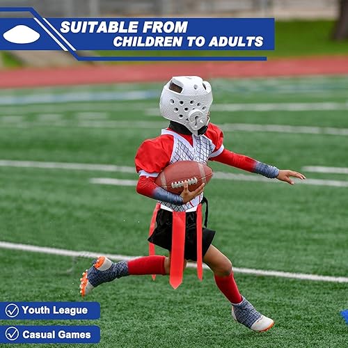 Miniatura 5 de Juego de 16 banderas de fútbol americano con 16 cinturones de fútbol cada uno con 3 banderas de fútbol, 16 conos rojos y azules y 1 bolsa de