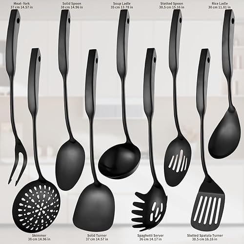 Miniatura 2 de Juego de cubiertos de acero inoxidable 304, juego de utensilios de cocina de 15 pulgadas, herramientas de cocina de metal, juego de utensilios de