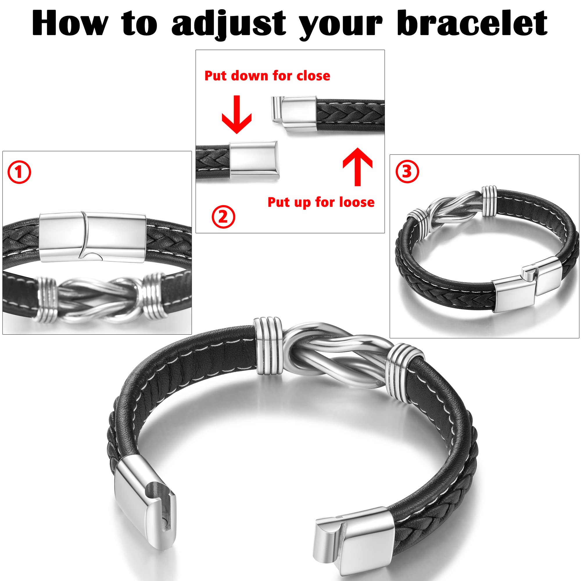 Tarsus Bracelet for Son/Grandson/Nephew, Gifts for Teen Boys Leather Knot Bracelet, Graduation Christmas Birthday Gifts