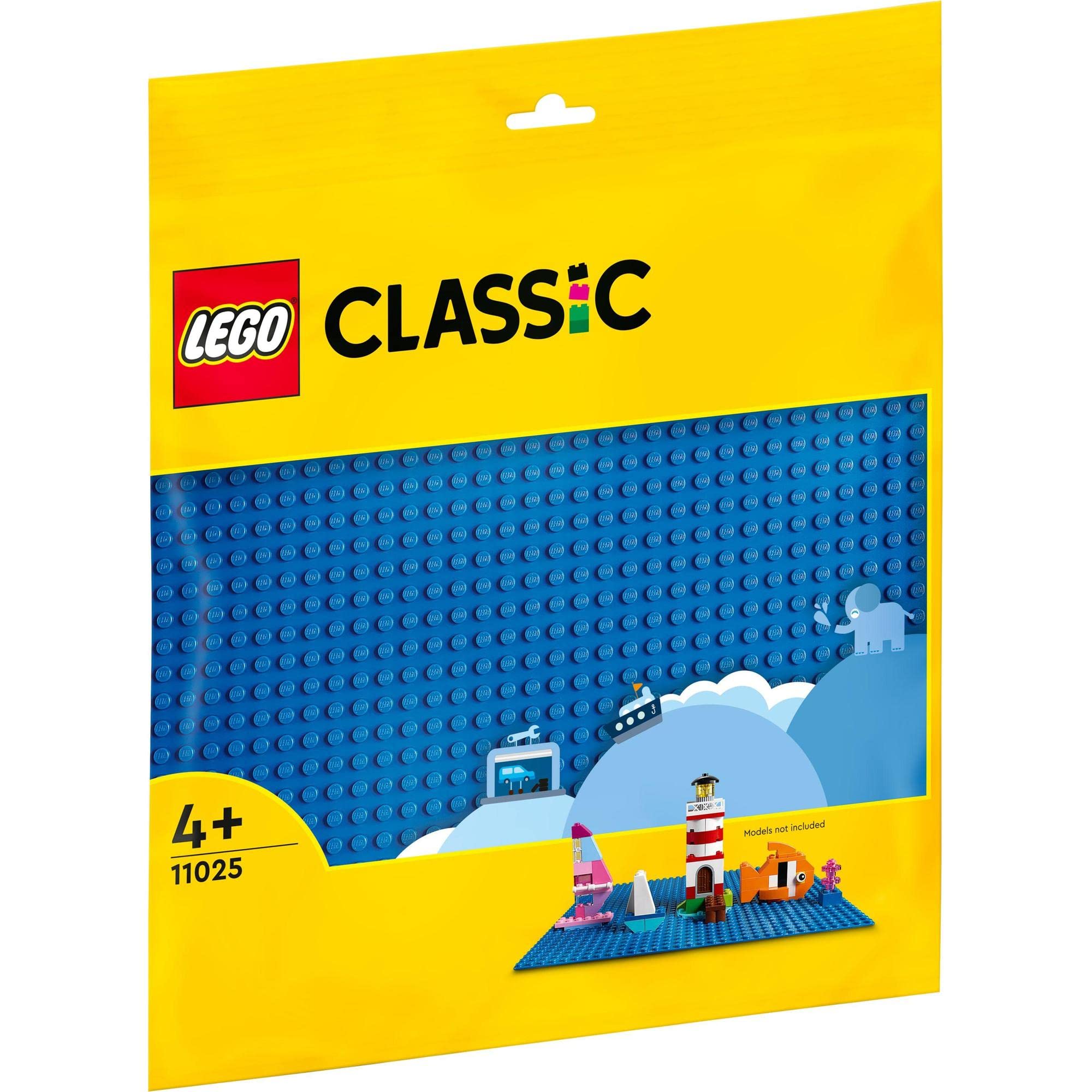 LEGO Classic Baseplate (Blue) Toy, Present, Building Block, Educational, Boys, Girls, Children, 4, 5, 6, Pretend Play, Make-Believe Play, Town Building, 11025