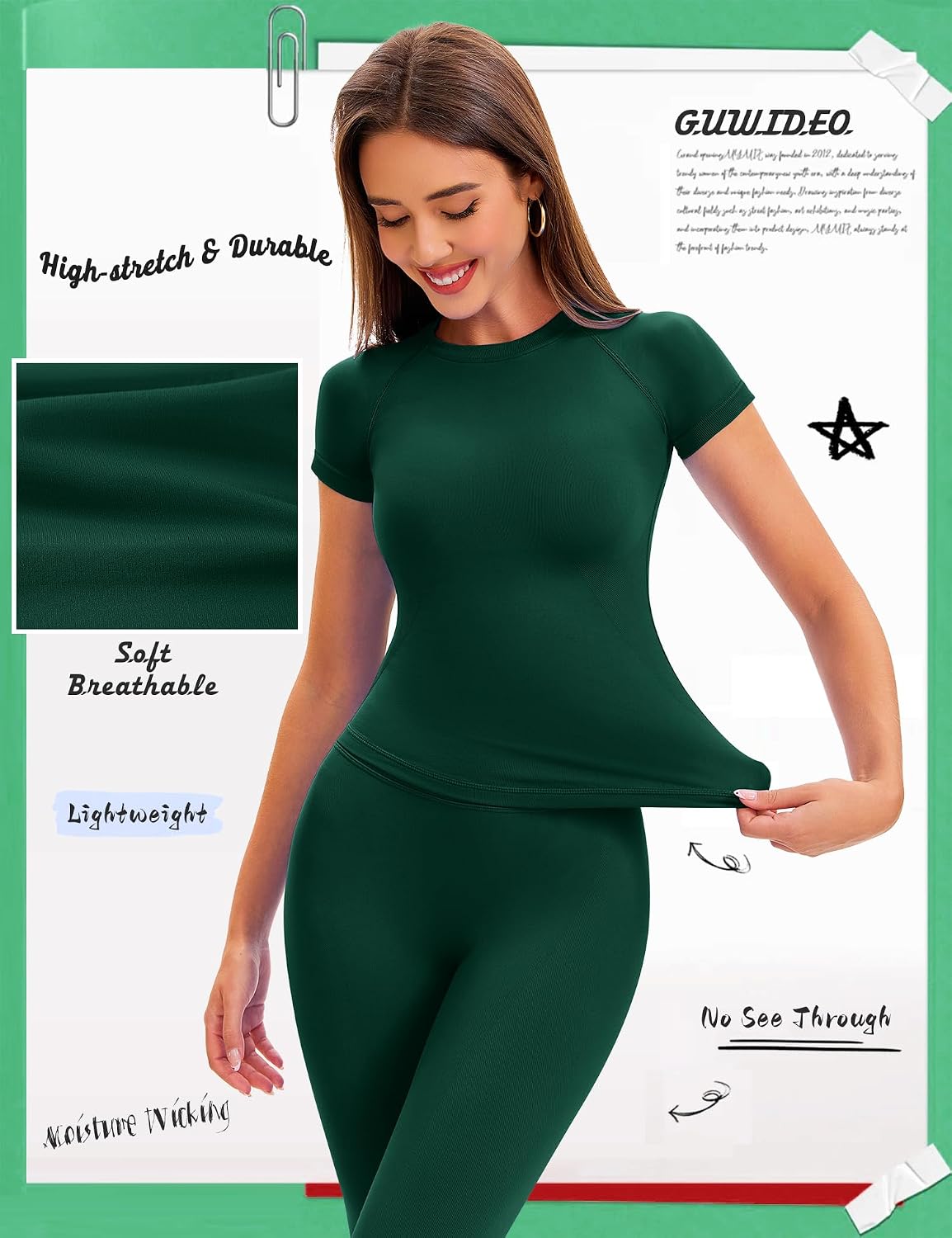 Short Sleeve Workout Shirts for Women Crew Neck Compression Workout Tops Breathable Lightweight Athletic Yoga Tees