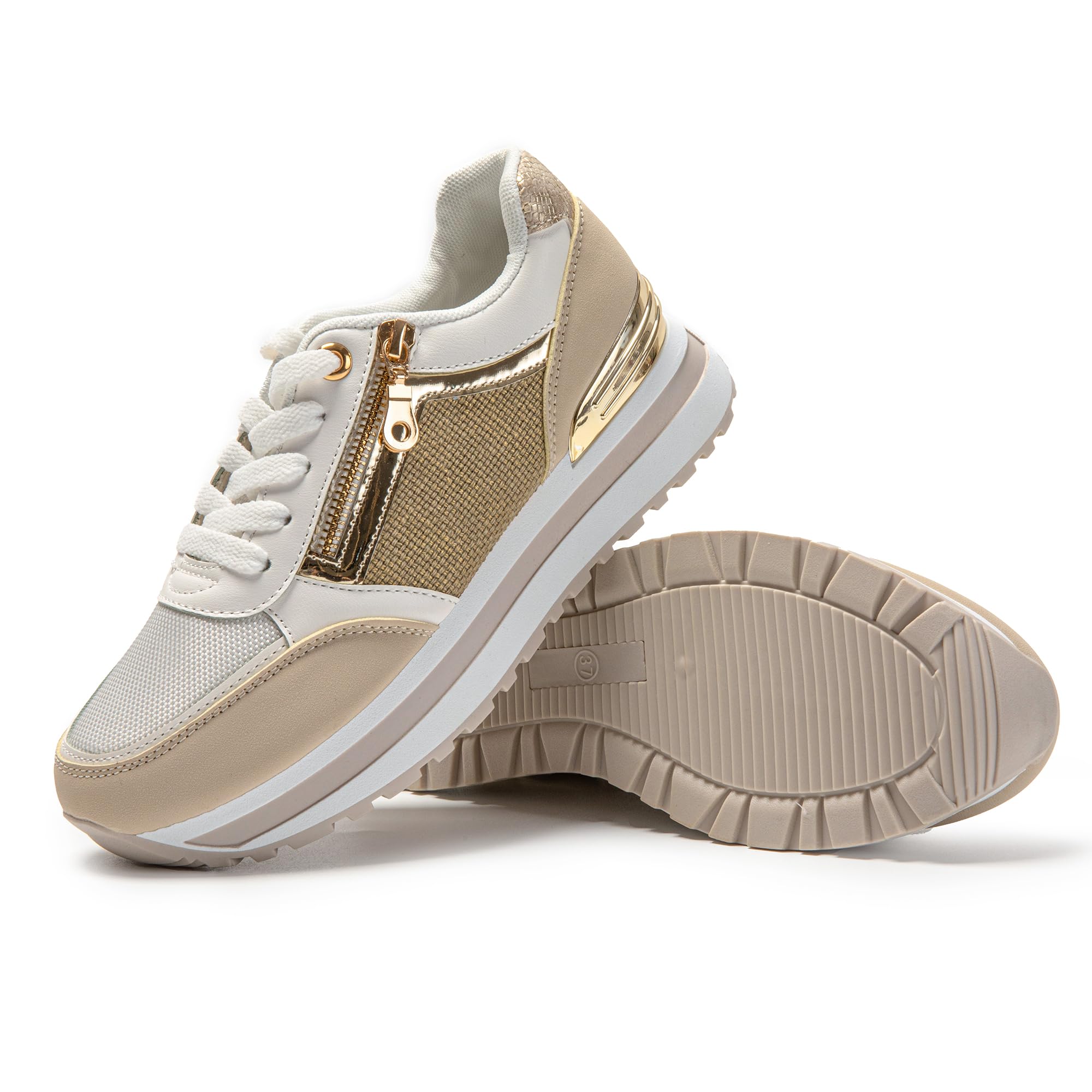 JOMIX Zapatillas con Plataforma para Mujer - Deportivas, Zapatos Cuña, Vestir - Ideales para Gimnasio, Caminata, Jogging y Fitness
