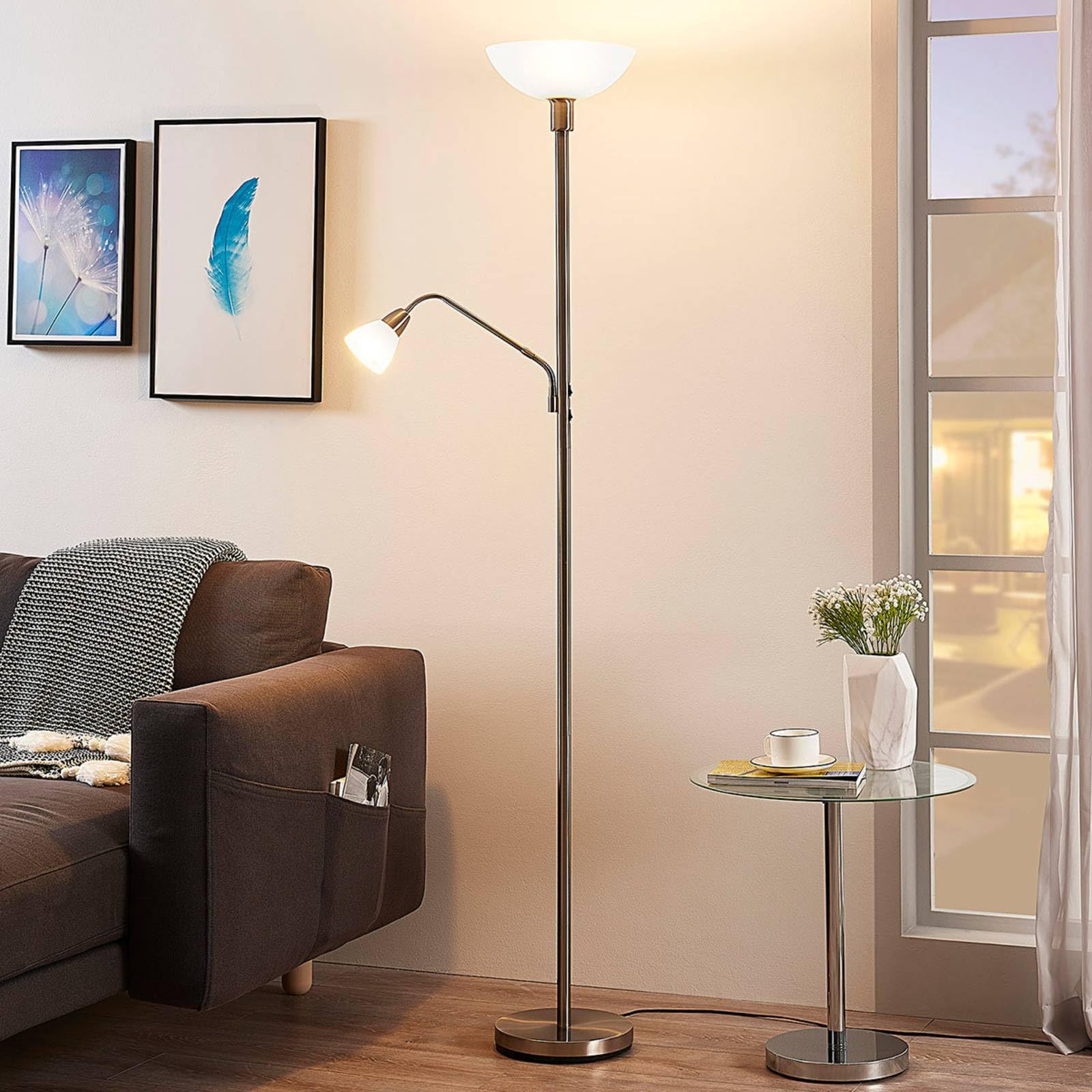 Lindby Lampada da terra (Moderno) colore Grigio, in Metallo ad es. Soggiorno & Sala pranzo lampada pavimento