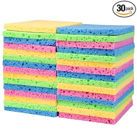 Yookat 30 Pack Kitchen Cleaning Sponges Non-Scratch Kitchen Sponges Bulk Cleaning Sponges Dishwashing Sponges Natural Colored Sponge for Kitchen and Bathroom