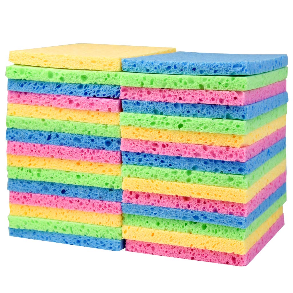 Yookat30 Pack Kitchen Cleaning Sponges Non-Scratch Kitchen Sponges Bulk Cleaning Sponges Dishwashing Sponges Natural Colored Sponge for Kitchen and Bathroom