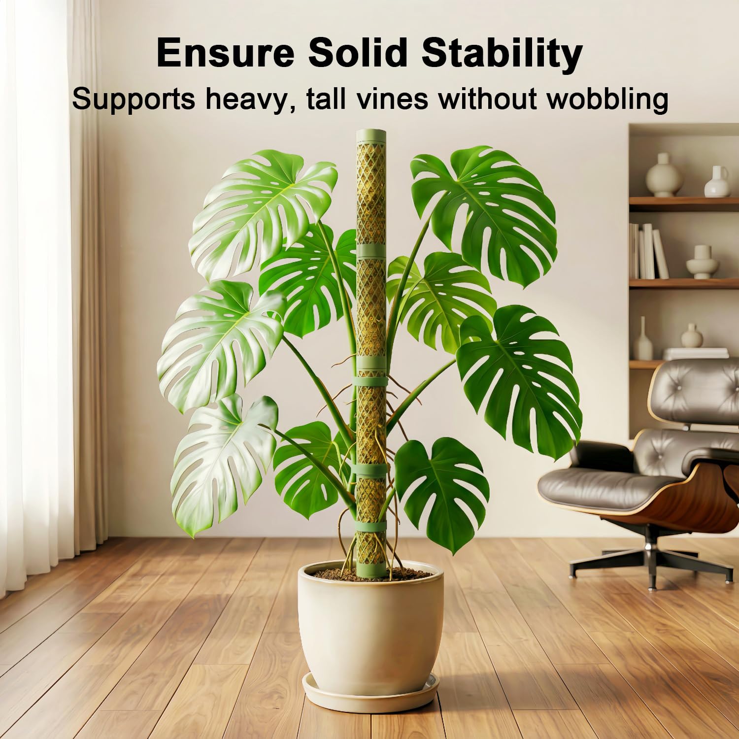 Support de plante Monstera en mousse – Piquets empilables en forme de D de 108 cm pour plantes d'intérieur – Bâtons en plastique anti-pourriture et treillis haut pour pothos grimpantes plantes