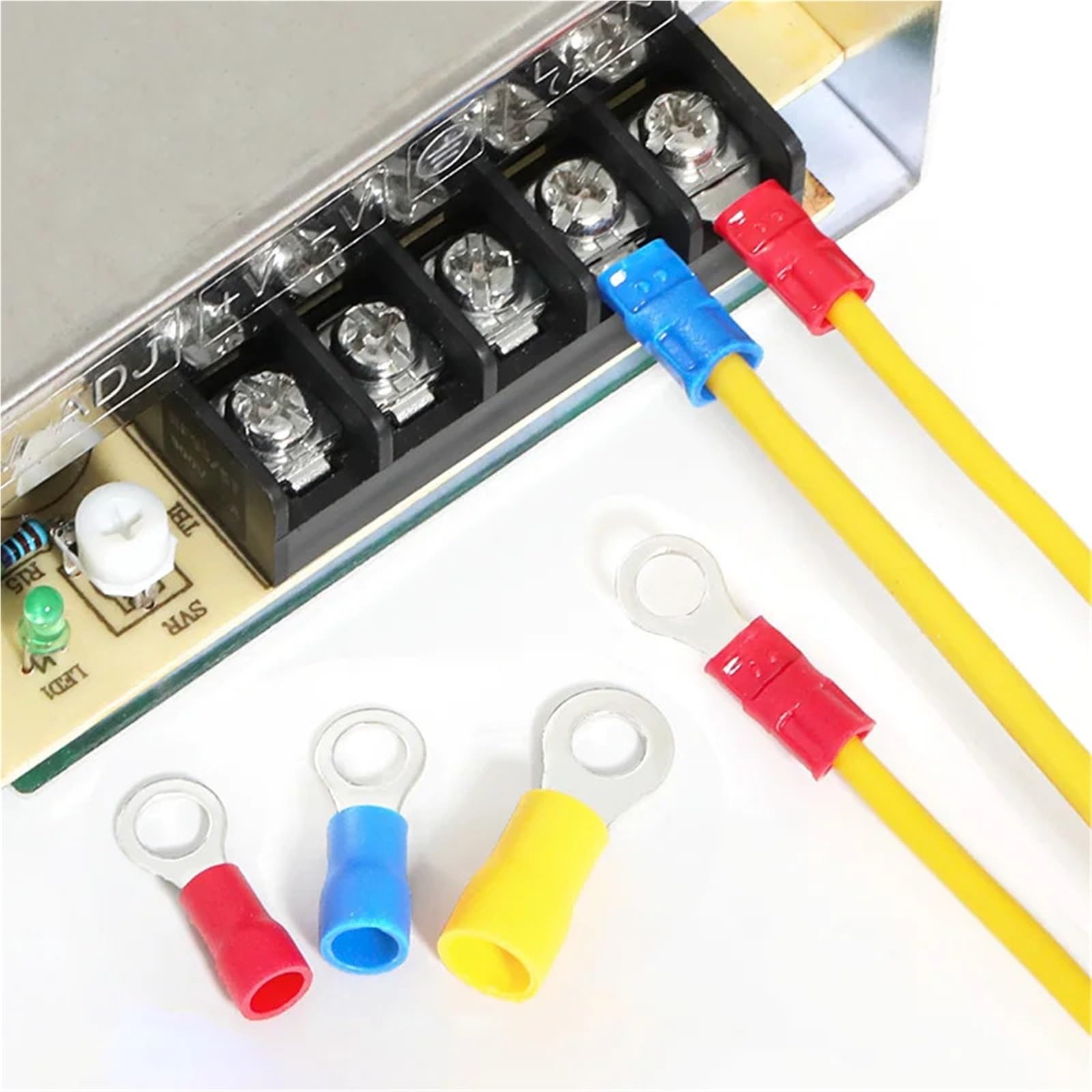 Terminales de engarzado anillo, terminales virola aislamiento, empalme rápido, conexión Cables eléctricos, tornillo, conectores cable M4/M5/M6, 500 Uds Para Automóviles y Decoración Del Hogar
