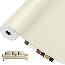 SONGSONG 合皮補修シート 大判40*240cm 補修シート PVC レザー補修シール 家具補修 補修パッチ 貼るレザー 合皮補修テー ソファー補修 ソファー 自動車シート ハンドバッグ 補修 粘着 車の座席用 (40*240cm，クリームホワイト)