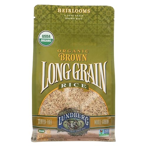 Lundberg Family Farms - Arroz orgánico marrón de grano largo, sabor sutil, permanece separado cuando se cocina, 100% grano entero, alto en fibra,