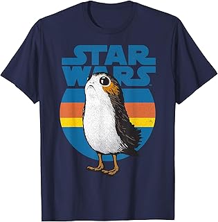 Last Jedi Porg Retro Stripes Logo Graphic T-Shirt T-Shirt