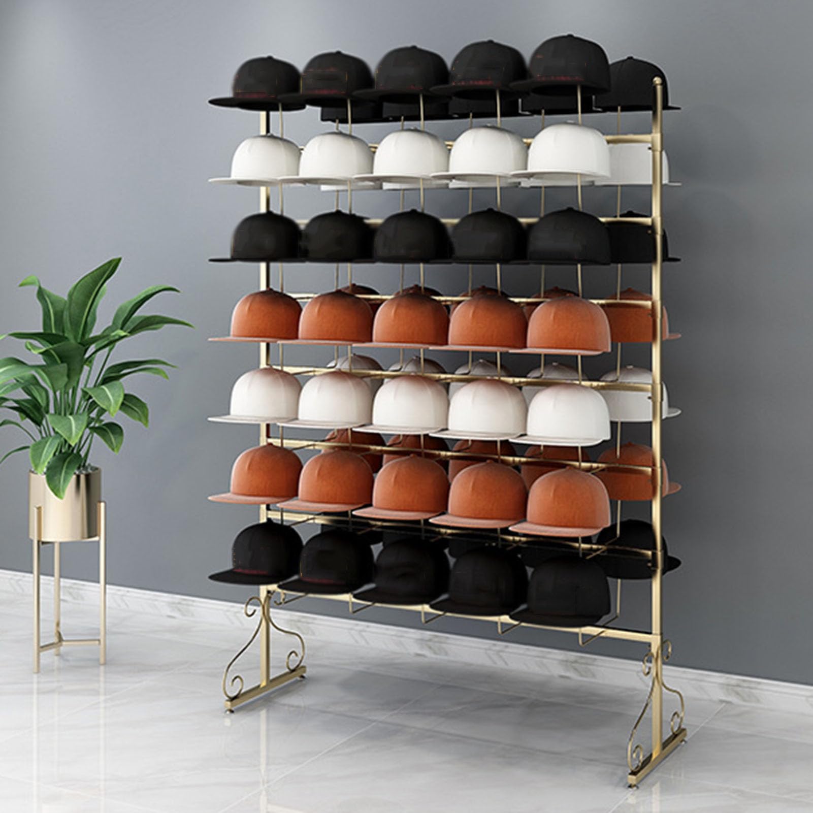 Perchero para Sombreros, Perchero Independiente para Sombreros, Expositor de Sombreros de Metal, Perchero Ajustable de Metal para Pelucas y Gorras de béisbol para Tiendas de Ropa minoristas,